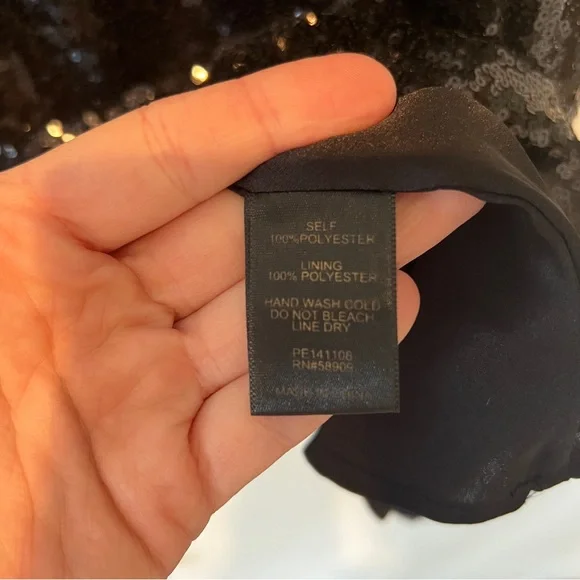 Gianni Bini Black Sequin Lined Three Strap Tank - Picture 5 of 8